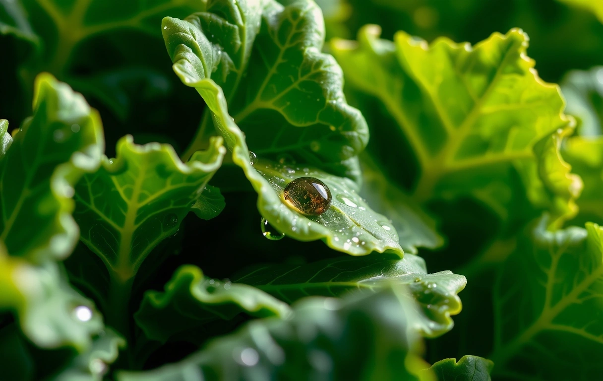 Frische Grünkohlblätter im Detail